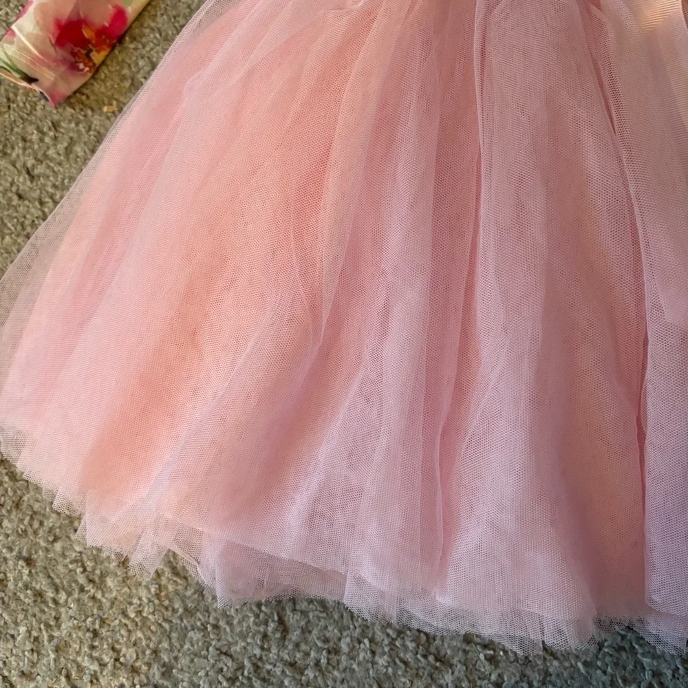 Grace and Lucille Pink Floral Tutu Dress Six 6 Birthday Pink White Long Sleeve